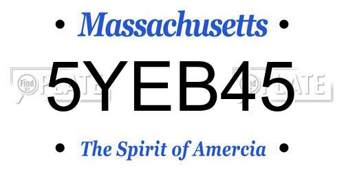 5YEB45 Massachusetts License Plate