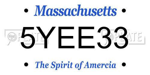 5YEE33 Massachusetts License Plate
