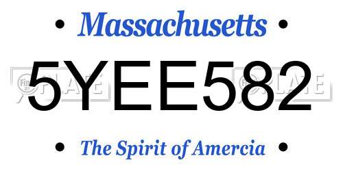 5YEE582 Massachusetts License Plate