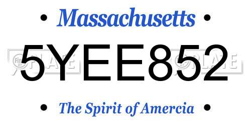 5YEE852 Massachusetts License Plate