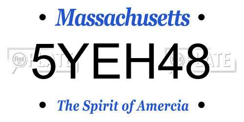 5YEH48 Massachusetts License Plate