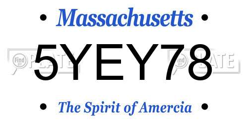 5YEY78 Massachusetts License Plate