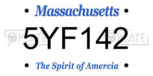5YF142 Massachusetts License Plate