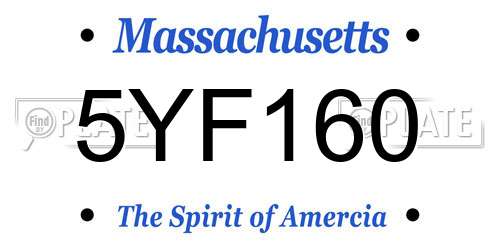 5YF160 Massachusetts License Plate