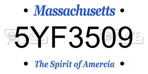 5YF3509 Massachusetts License Plate