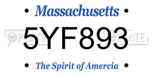 5YF893 Massachusetts License Plate