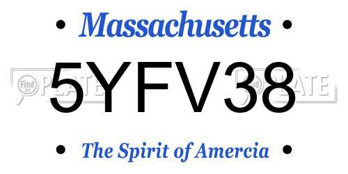 5YFV38 Massachusetts License Plate