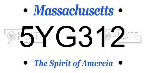 5YG312 Massachusetts License Plate