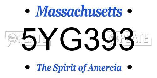 5YG393 Massachusetts License Plate
