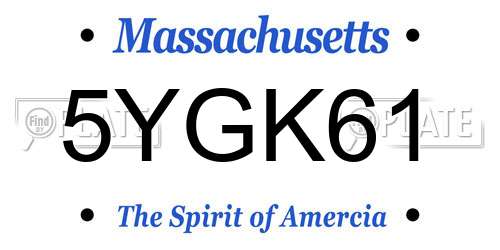 5YGK61 Massachusetts License Plate