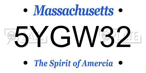 5YGW32 Massachusetts License Plate