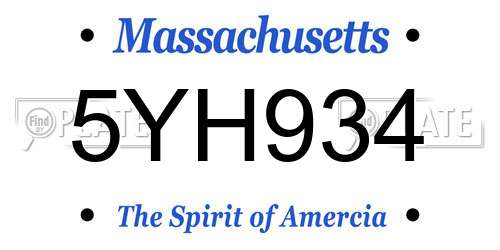 5YH934 Massachusetts License Plate