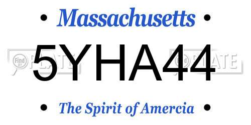 5YHA44 Massachusetts License Plate