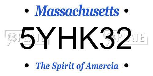 5YHK32 Massachusetts License Plate