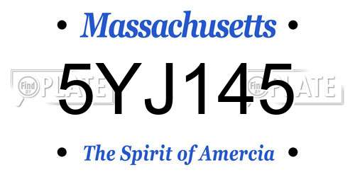 5YJ145 Massachusetts License Plate