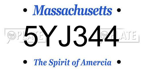 5YJ344 Massachusetts License Plate