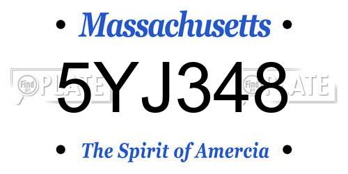 5YJ348 Massachusetts License Plate
