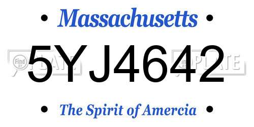 5YJ4642 Massachusetts License Plate