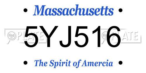 5YJ516 Massachusetts License Plate