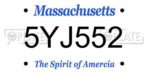 5YJ552 Massachusetts License Plate