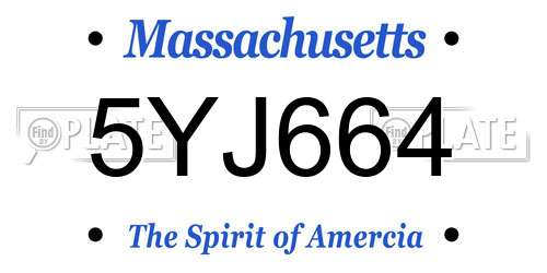 5YJ664 Massachusetts License Plate