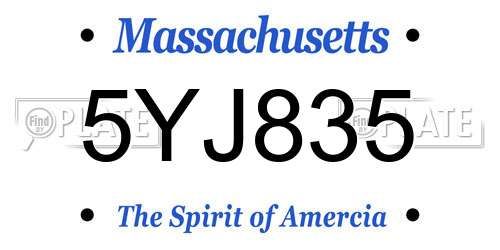 5YJ835 Massachusetts License Plate