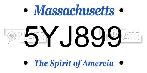 5YJ899 Massachusetts License Plate