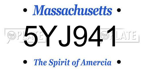 5YJ941 Massachusetts License Plate