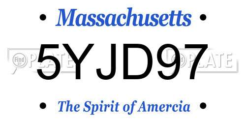 5YJD97 Massachusetts License Plate
