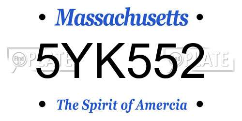 5YK552 Massachusetts License Plate