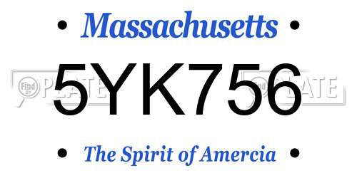 5YK756 Massachusetts License Plate