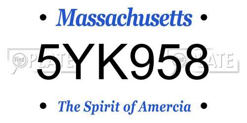 5YK958 Massachusetts License Plate