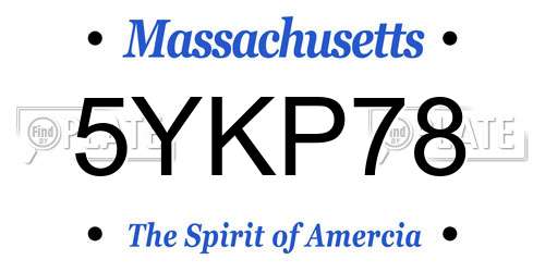 5YKP78 Massachusetts License Plate