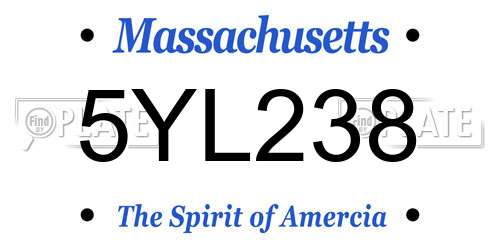 5YL238 Massachusetts License Plate
