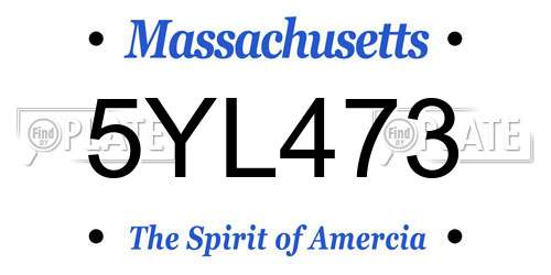 5YL473 Massachusetts License Plate