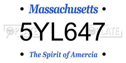 5YL647 Massachusetts License Plate