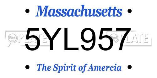 5YL957 Massachusetts License Plate