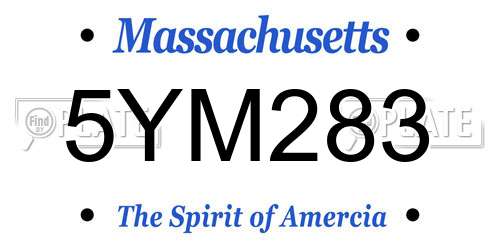 5YM283 Massachusetts License Plate