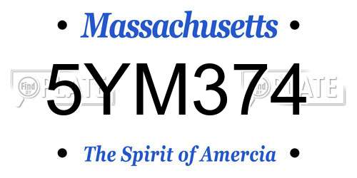 5YM374 Massachusetts License Plate