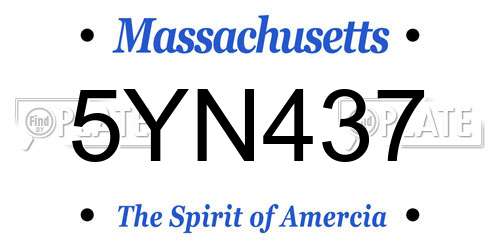 5YN437 Massachusetts License Plate