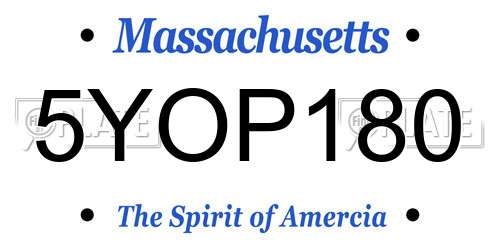 5YOP180 Massachusetts License Plate
