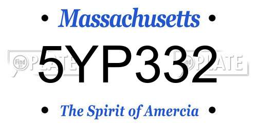 5YP332 Massachusetts License Plate