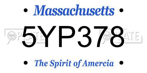 5YP378 Massachusetts License Plate