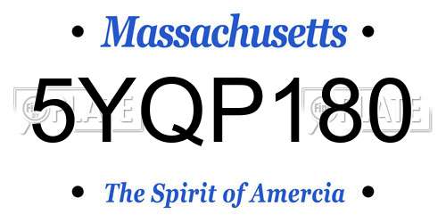 5YQP180 Massachusetts License Plate
