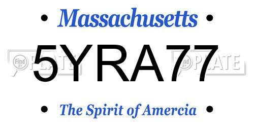 5YRA77 Massachusetts License Plate