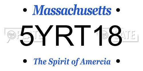 5YRT18 Massachusetts License Plate