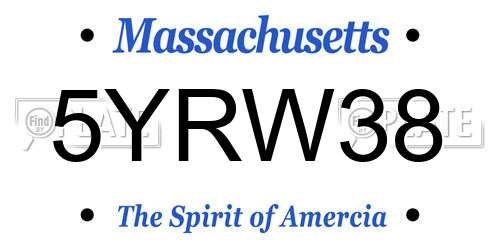 5YRW38 Massachusetts License Plate