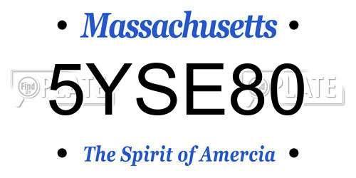5YSE80 Massachusetts License Plate