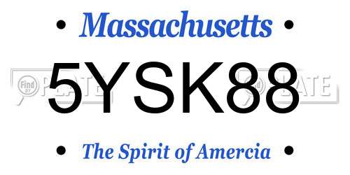 5YSK88 Massachusetts License Plate