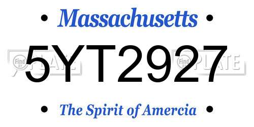 5YT2927 Massachusetts License Plate